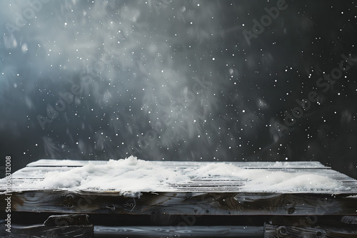 Wallpaper Mural Old wooden table covered in snow. High quality photo Torontodigital.ca