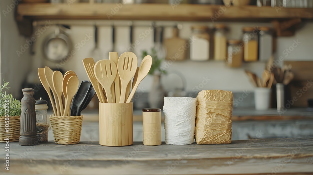 Eco-Friendly and Sustainable Kitchen Utensils and Products Display Eco-Friendly and Sustainable Kitchen Utensils and Products Display