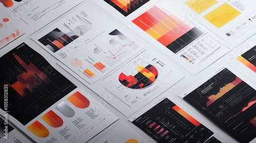 The documents feature various data visualizations, such as scatter plots and histograms. photo