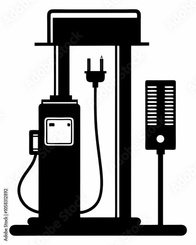 Charging station silhouette vector black on white background