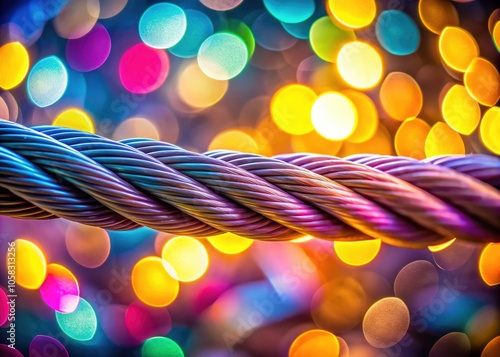 Colorful Abstract Wire or Cable Representation with Bokeh Effect for Modern Art and Technology Themes