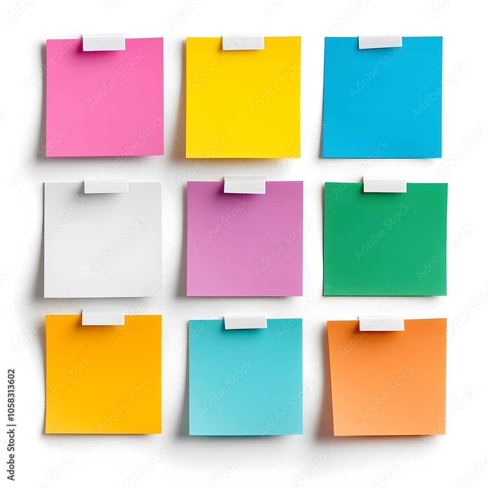 Colorful Sticker Sheets Blocks in Macro Shot on White Background Colorful Sticker Sheets Blocks in Macro Shot on White Background