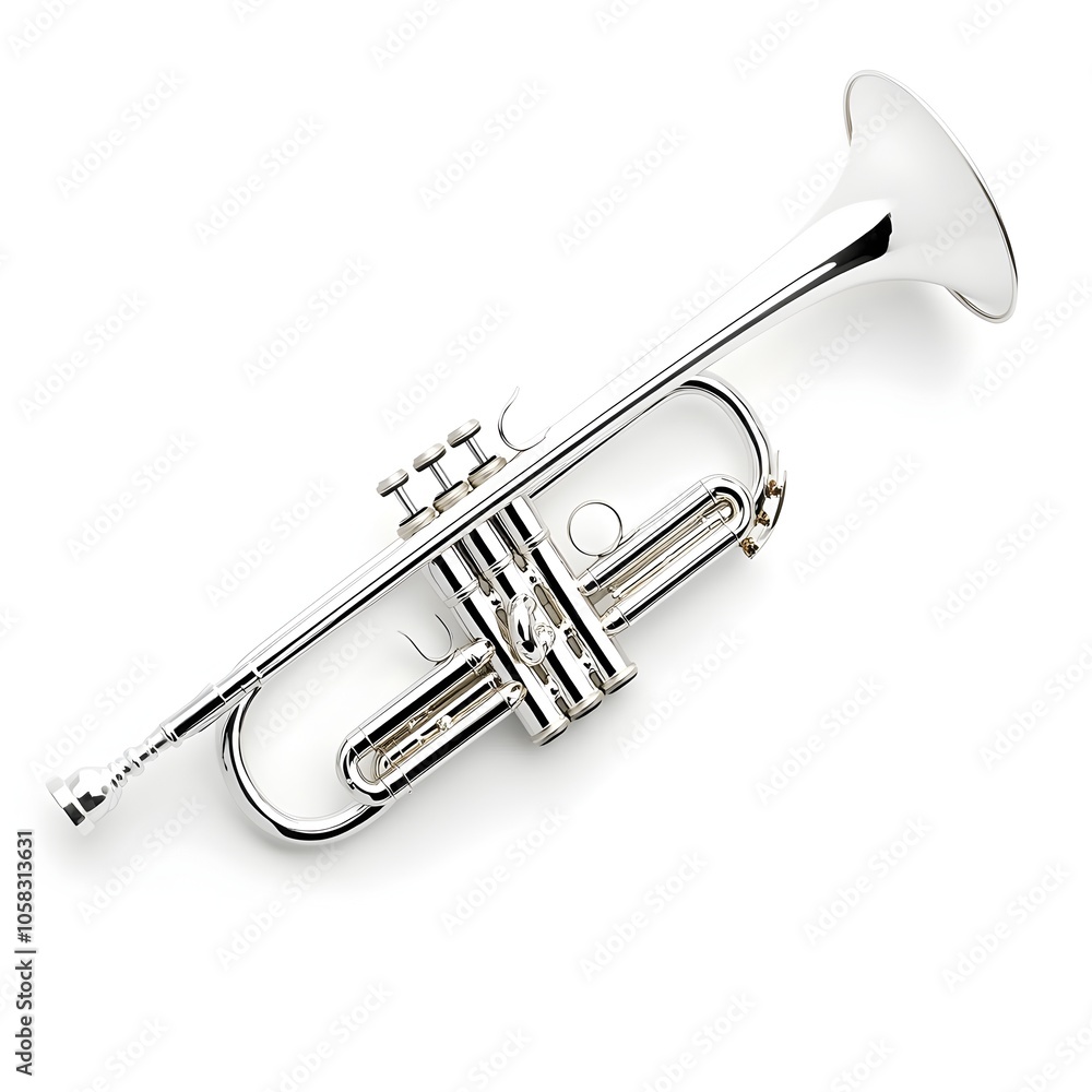 Macro Detailed Shot of a Perfect Music Trumpet on White Background Macro Detailed Shot of a Perfect Music Trumpet on White Background