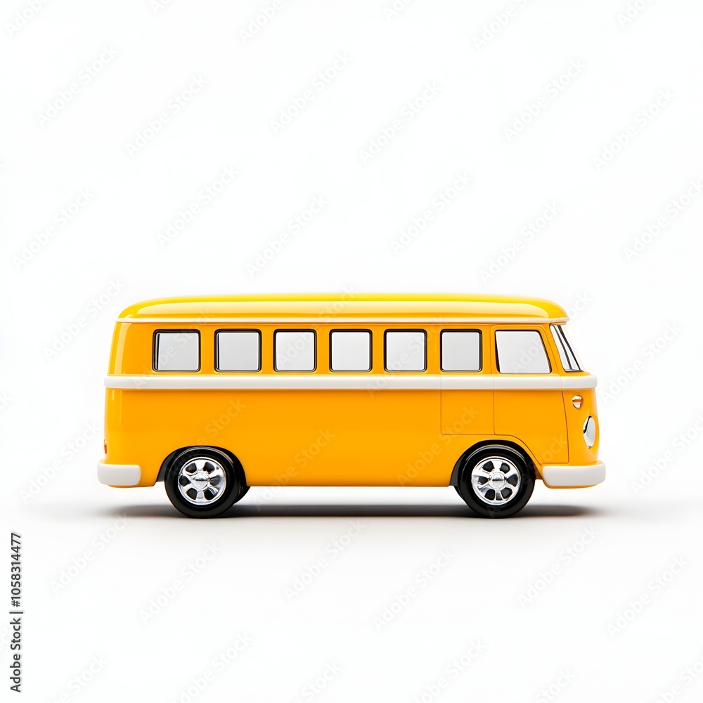 Detailed Yellow School Bus on White Background Detailed Yellow School Bus on White Background