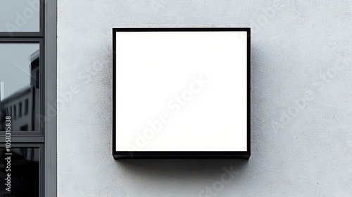 Blank Signboard Hanging on Modern Building Wall