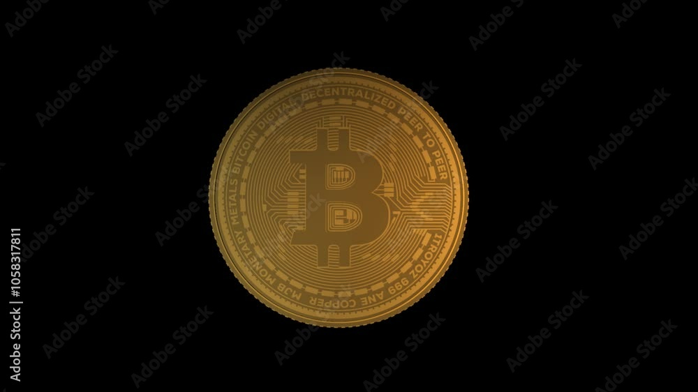 Animation 3D Logo Bitcoin Cryptocurrency on Transparent Background. 1920x1080 size, Duration 0:6 Sec Animation 3D Logo Bitcoin Cryptocurrency on Transparent Background. 1920x1080 size, Duration 0:6 Sec
