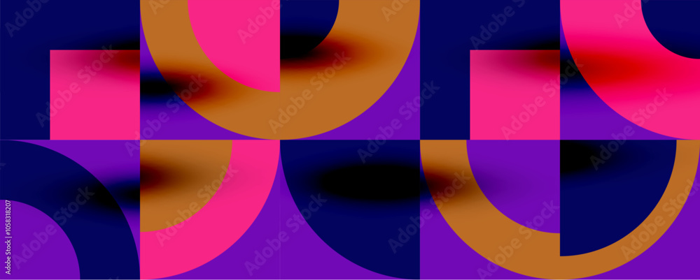 Obraz premium Neo memphis geometric pattern with circles, squares. Pop art abstract background for covers, banners, flyers and posters and other templates