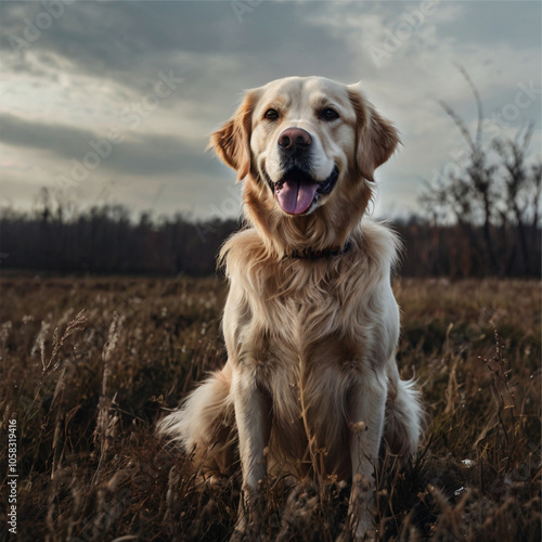 Portrait of a beautiful adult Golden Retriever dog 