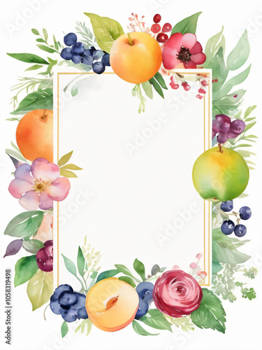 Wallpaper Mural Watercolor floral wedding card with blank space for text. Torontodigital.ca