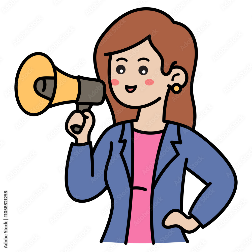 Person With Megaphone Doodle Illustration Person With Megaphone Doodle Illustration