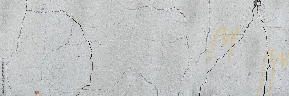 Cracked concrete wall with peeling paint and graffiti, cracked, weathered Cracked concrete wall with peeling paint and graffiti, cracked, weathered
