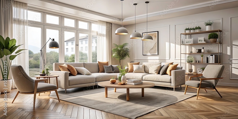 Modern Minimalist Living Room Design with Elegant Furniture and Abundant Natural Light, Bright and Airy Atmosphere, Perfect for Interior Design Inspiration and Home Decor Ideas Modern Minimalist Living Room Design with Elegant Furniture and Abundant Natural Light, Bright and Airy Atmosphere, Perfect for Interior Design Inspiration and Home Decor Ideas