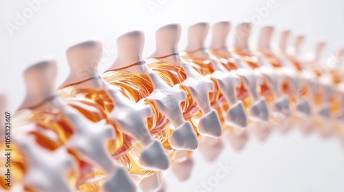 A medical illustration of the human spine, focusing on photo