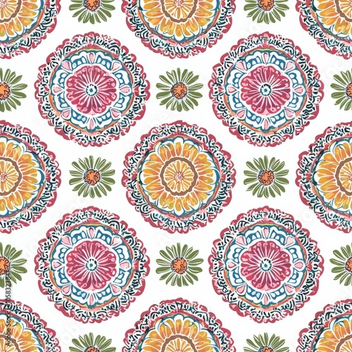 seamless pattern of mandala circles with bohemian style