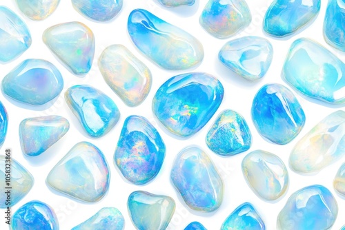 Blue and white opalite stones photo