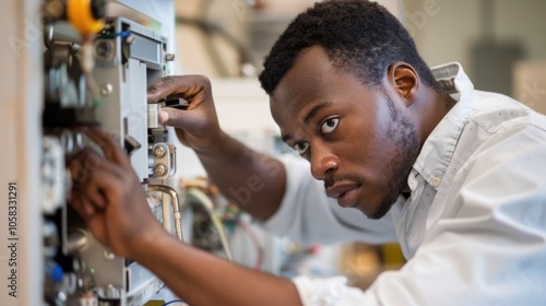 Household helper: a man performing various housework tasks, commitment to home upkeep and support, representing essential role of domestic aide in ensuring orderly and clean residence.