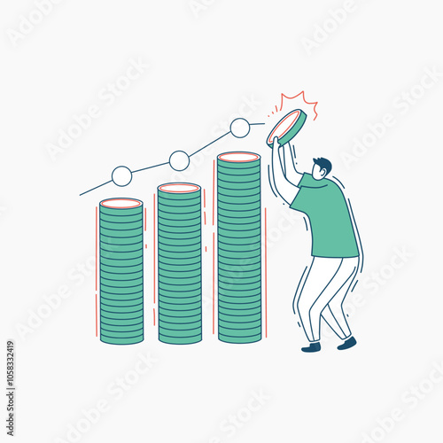 Man Celebrating Business Growth with Rising Bar Chart