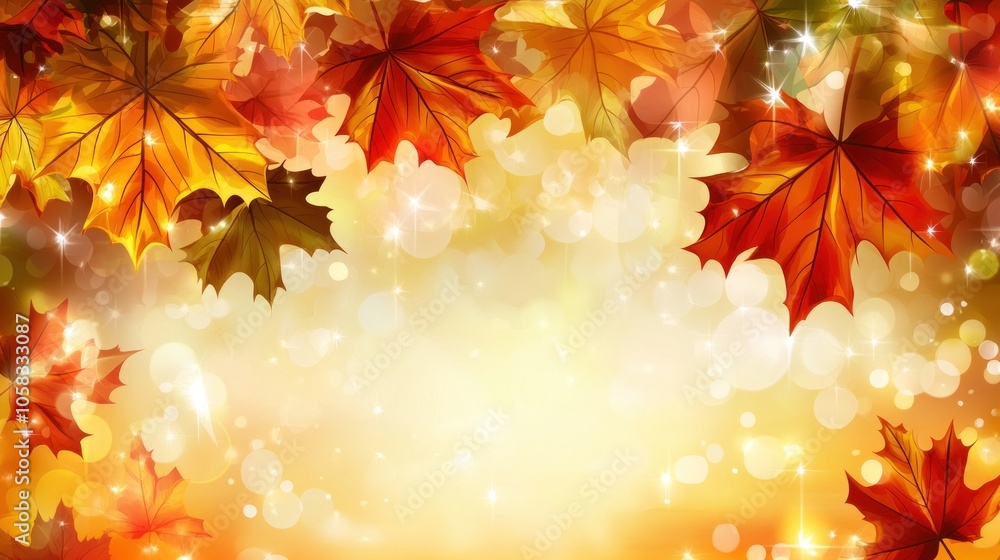 A vibrant autumn background featuring colorful leaves and a soft glowing ambiance. A vibrant autumn background featuring colorful leaves and a soft glowing ambiance.