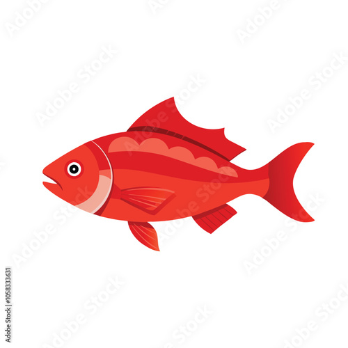  Red snapper animal isolated flat vector illustration on white background