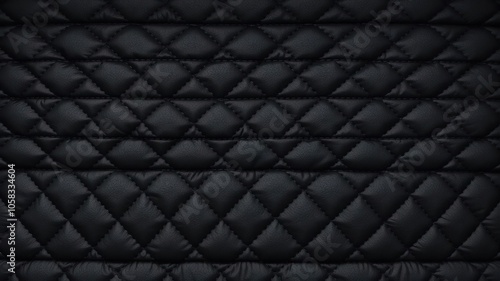 Quilted black background with diamond stitch pattern, textile, artistic