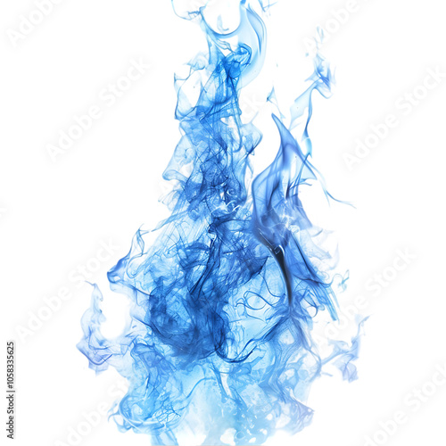 Abstract blue flame isolated on black background.
