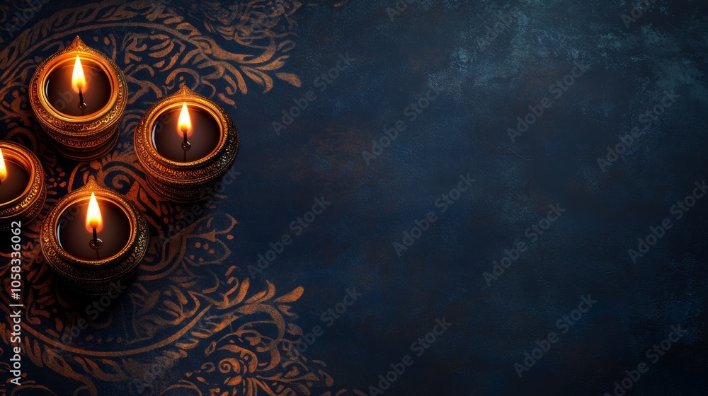 Happy Diwali elegant diya background with text space concept Happy Diwali elegant diya background with text space concept