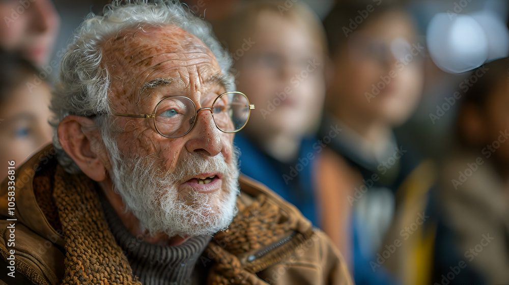 Old wise man with white beard, grandfather, generative ai Old wise man with white beard, grandfather, generative ai
