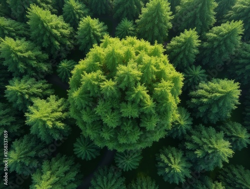 Lush green tree top view