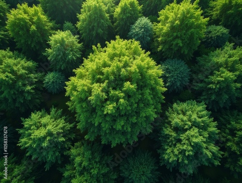 Lush green tree top view