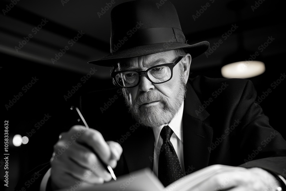 Detective flipping through a case file in front of a suspect, with soft shadows capturing the serious, methodical nature of an interrogation, symbolizing thoroughness and intensity Detective flipping through a case file in front of a suspect, with soft shadows capturing the serious, methodical nature of an interrogation, symbolizing thoroughness and intensity