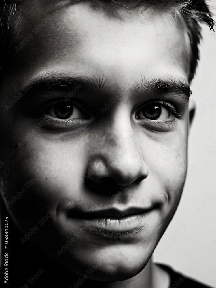 Obraz premium A monochrome, blurred portrait emphasizing light and texture.