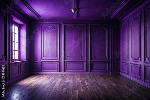 Moody purple color scheme used to create a dramatic atmosphere in a room, ambiance, vivid, saturated