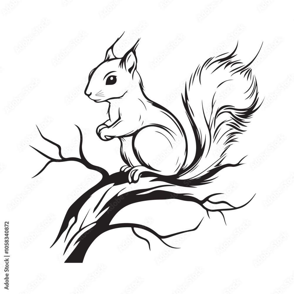 Squirrel On Tree Vectors and Illustrations isolated on white background. Squirrel On Tree Vectors and Illustrations isolated on white background.