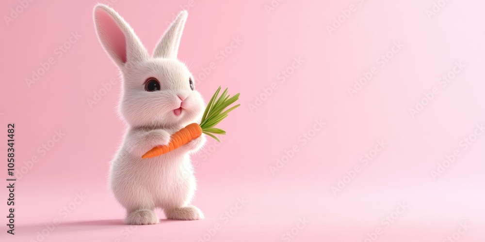 Obraz premium White Rabbit with Carrot