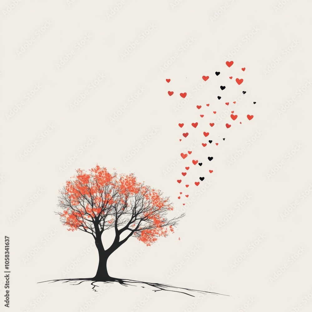 Fototapeta premium Tree with Heart Flying Out
