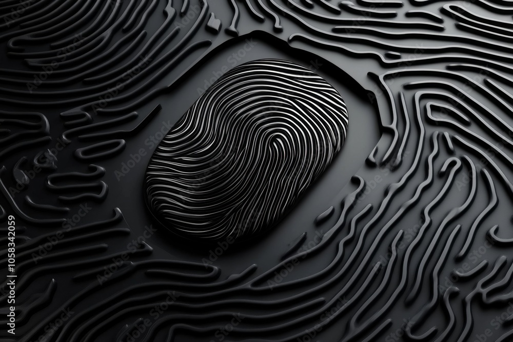 Minimalist line art of a fingerprint with detailed ridge patterns in black and white, symbolizing the uniqueness and simplicity of identity, capturing clarity and individuality Minimalist line art of a fingerprint with detailed ridge patterns in black and white, symbolizing the uniqueness and simplicity of identity, capturing clarity and individuality