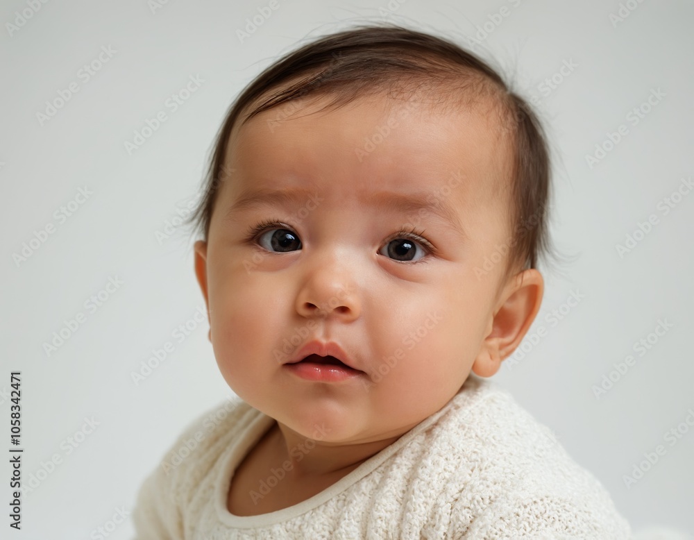 portrait of a baby small cute baby white background looking at camera face adorable baby asian korean japanese portrait of a baby small cute baby white background looking at camera face adorable baby asian korean japanese