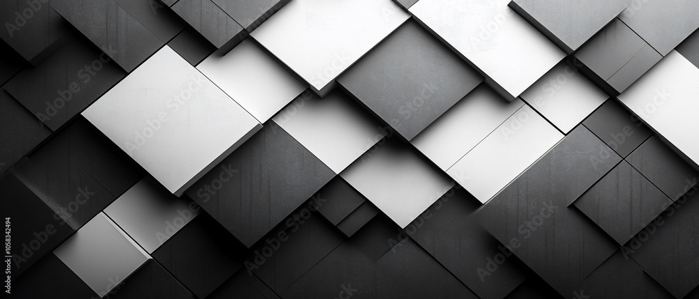 Abstract geometric pattern of overlapping squares in black and white tones. Abstract geometric pattern of overlapping squares in black and white tones.