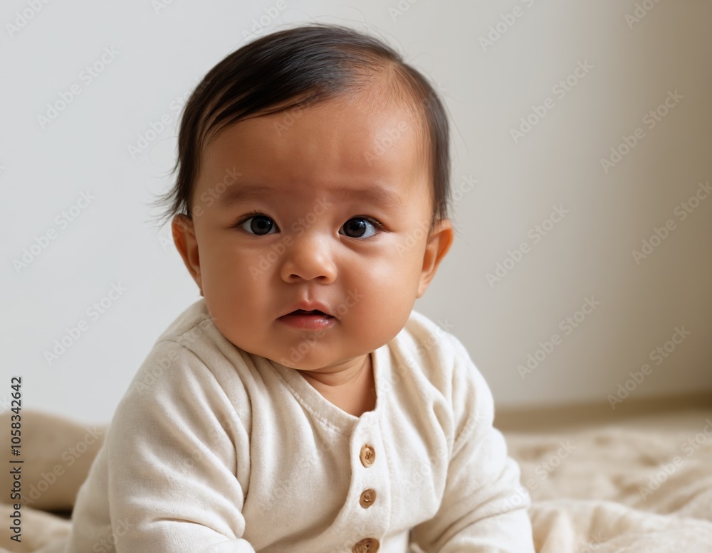 portrait of a baby small cute baby white background looking at camera face adorable baby asian korean japanesse filipino portrait of a baby small cute baby white background looking at camera face adorable baby asian korean japanesse filipino