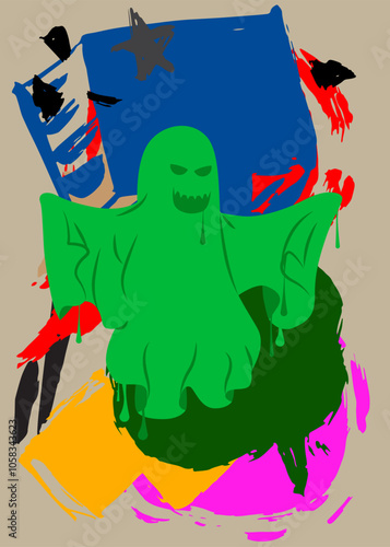 Ghost Graffiti tag. Abstract modern street art decoration performed in urban painting style.