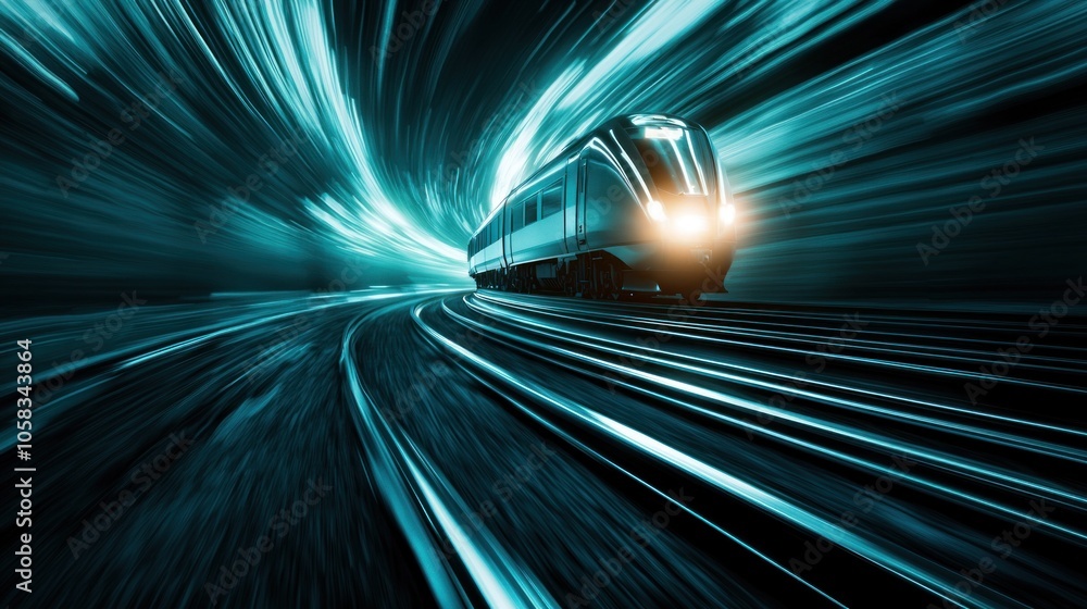 High-detail image of a hydrogen-powered train in a futuristic setting with dynamic motion effects and vibrant colors High-detail image of a hydrogen-powered train in a futuristic setting with dynamic motion effects and vibrant colors