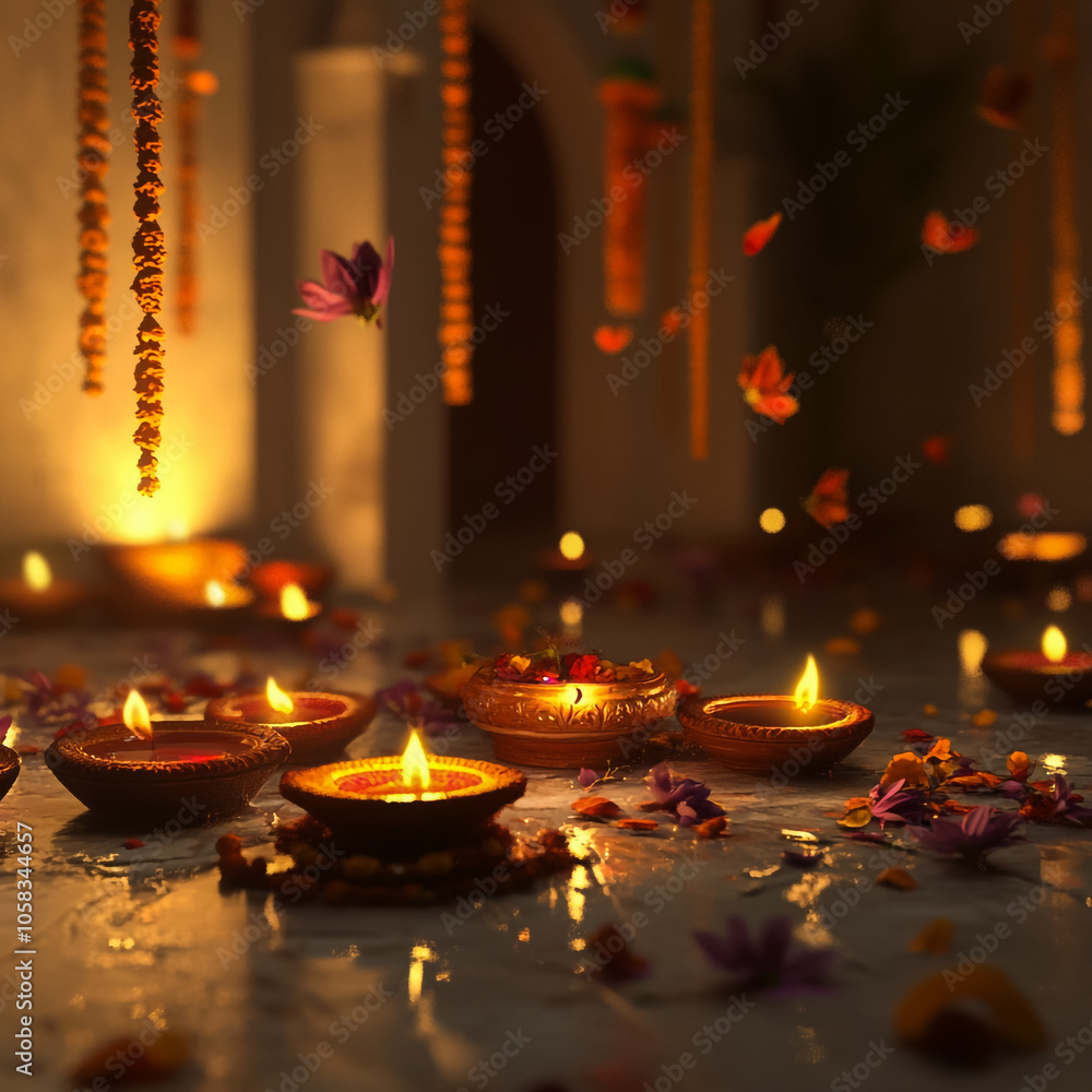 Burning candles in a church, Happy Diwali Burning candles in a church, Happy Diwali