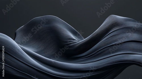 Abstract Black Fabric Swirling Design for Minimalist Aesthetic Backgrounds Light Gradient Background with Room for Typography