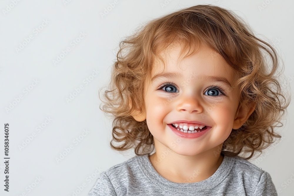 2D illustration of a small child smiling with wide eyes, on a white background capturing the pure, simple beauty of innocence, symbolizing clarity and joy 2D illustration of a small child smiling with wide eyes, on a white background capturing the pure, simple beauty of innocence, symbolizing clarity and joy