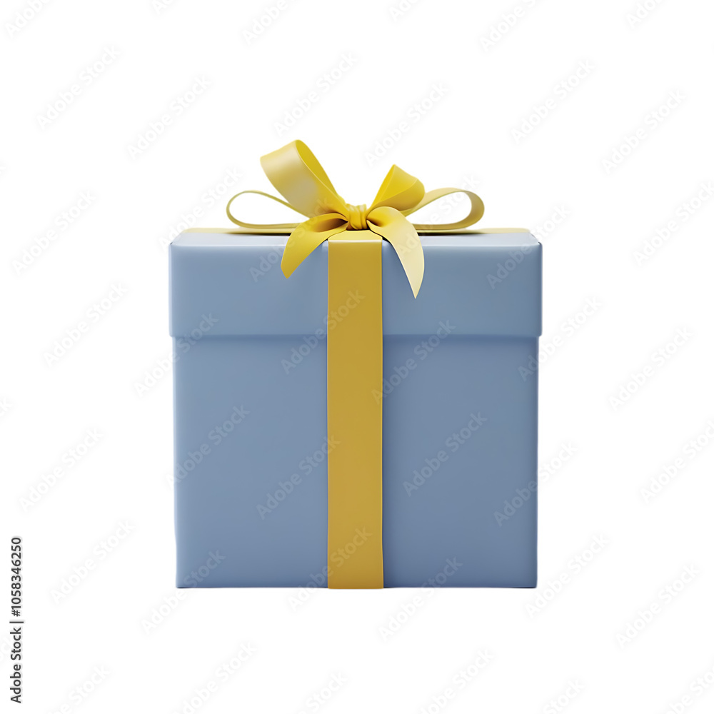 Blue gift box with yellow ribbon and bow. Blue gift box with yellow ribbon and bow.