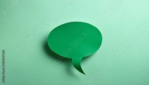  top view flat Paper Cut Craft of green speech bubble photo