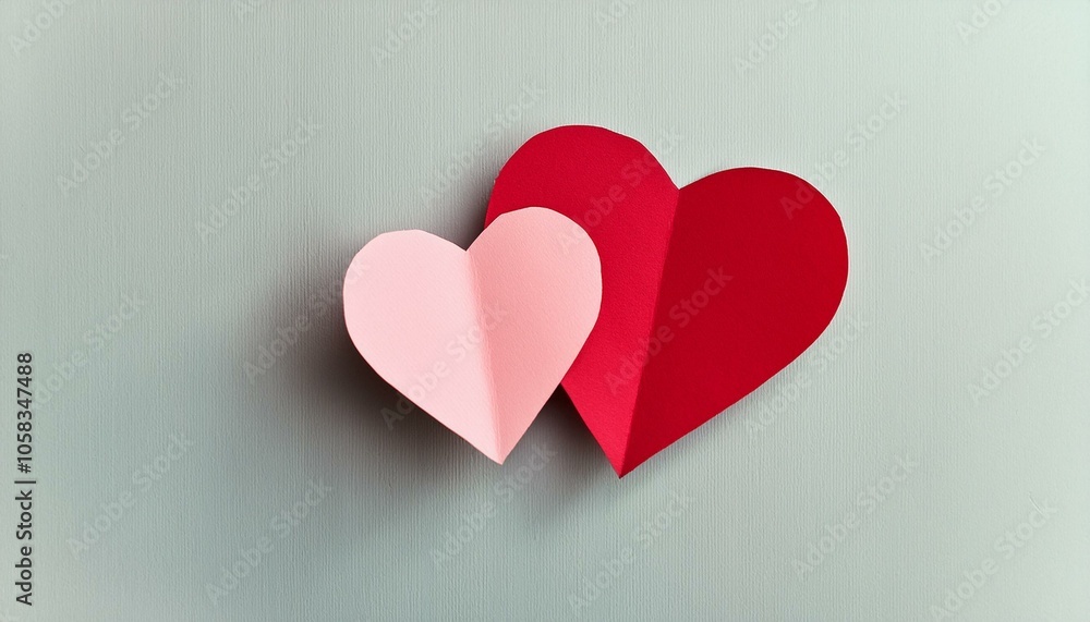 top view flat Paper Cut Craft of Two heart top view flat Paper Cut Craft of Two heart