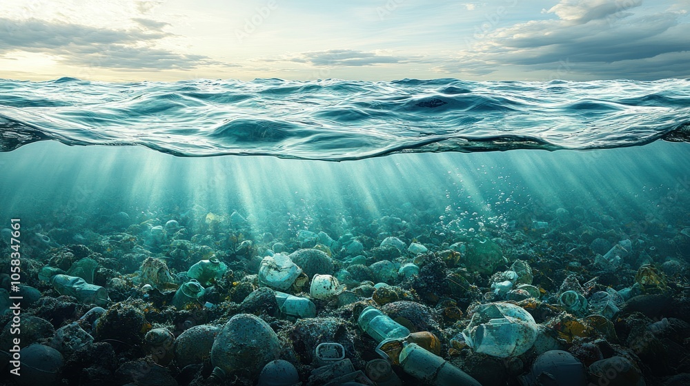 Fototapeta premium Ocean Plastic Pollution: A Silent Crisis