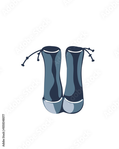 Lightweight blue women's high heel boots, minimalist design, elegant and modern.