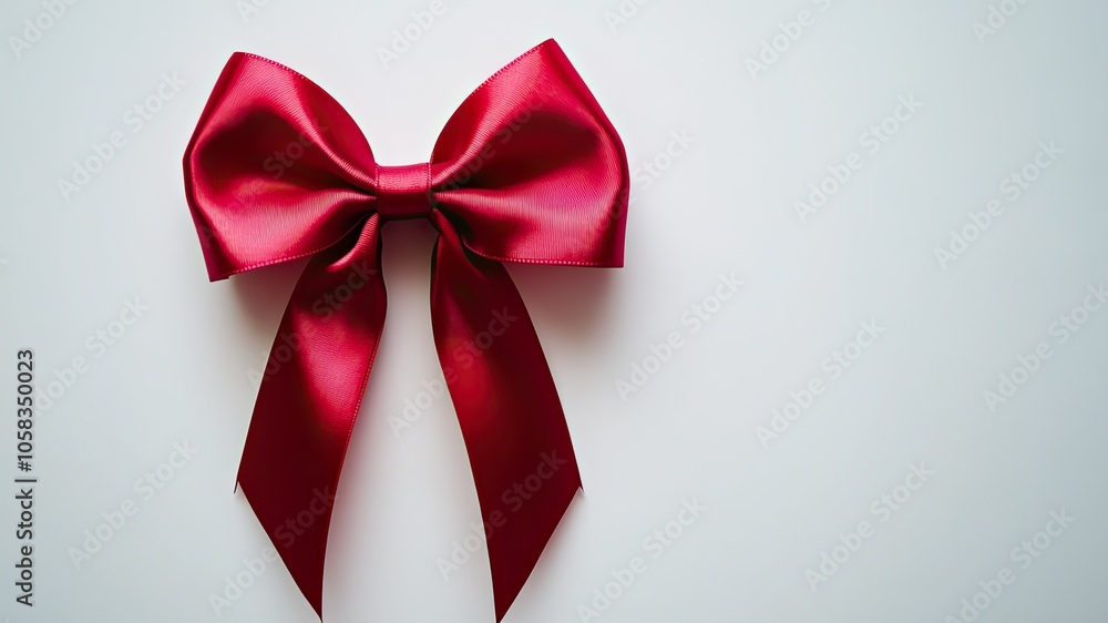 Elegant red ribbon bowknot on a clean white background, perfect for gift wrapping or celebration themes; features ample empty space for personalization. Elegant red ribbon bowknot on a clean white background, perfect for gift wrapping or celebration themes; features ample empty space for personalization.